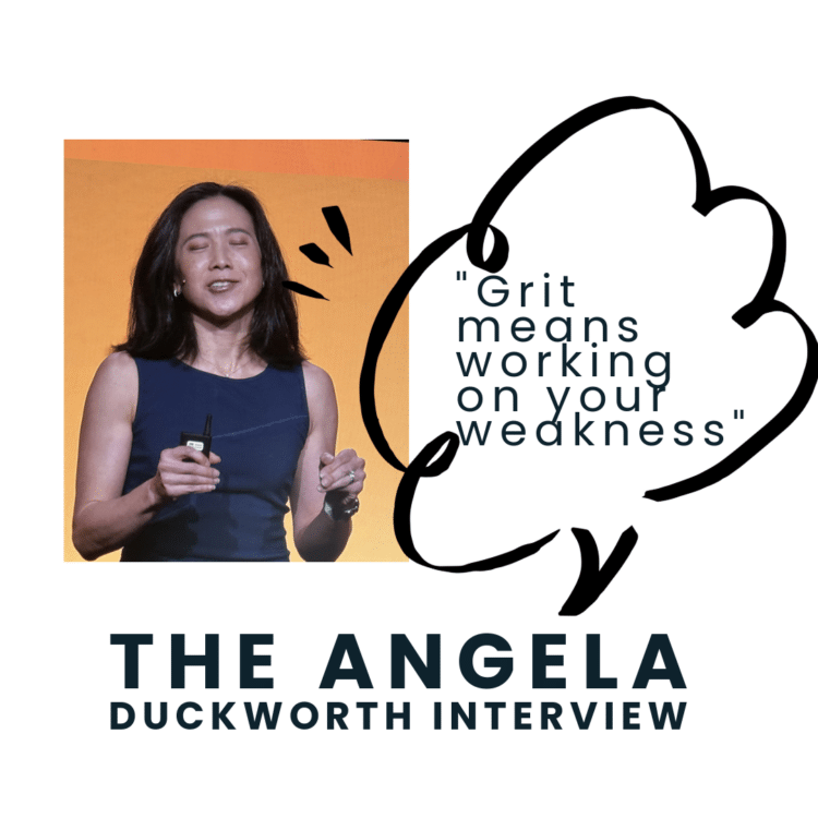 Angela Duckworth discusses how grit is essential for success, emphasizing the importance of working on weaknesses.