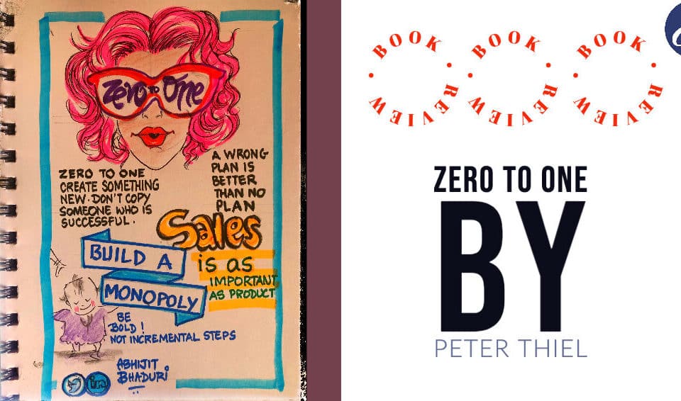 Illustration from "Zero to One" by Peter Thiel emphasizes creativity, career growth, leadership, and sales importance for aspiring authors and HR talent.