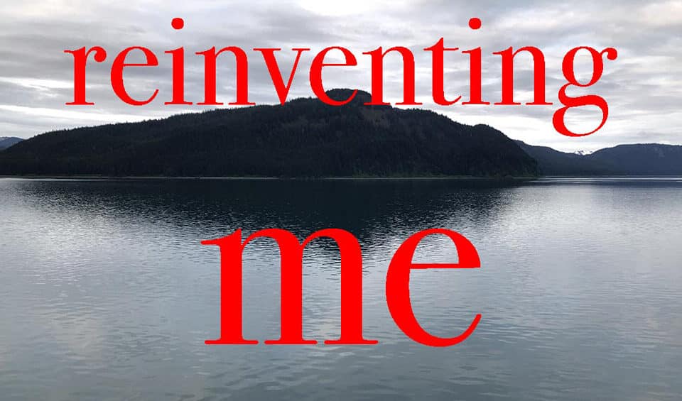 "Reinventing Me" text over a serene lake view, encouraging career growth, leadership, and talent development, as guided by a knowledgeable author.