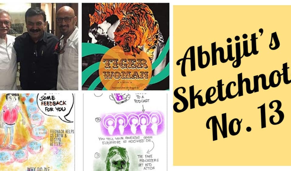 Abhijit's Sketchnote No. 13 explores creative leadership and talent in work, featuring feedback tips and insights for career growth by a respected author in HR.