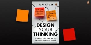 Book cover of "Design Your Thinking" with colorful sticky notes, offering insights on leadership, career development, and talent management from a respected author.