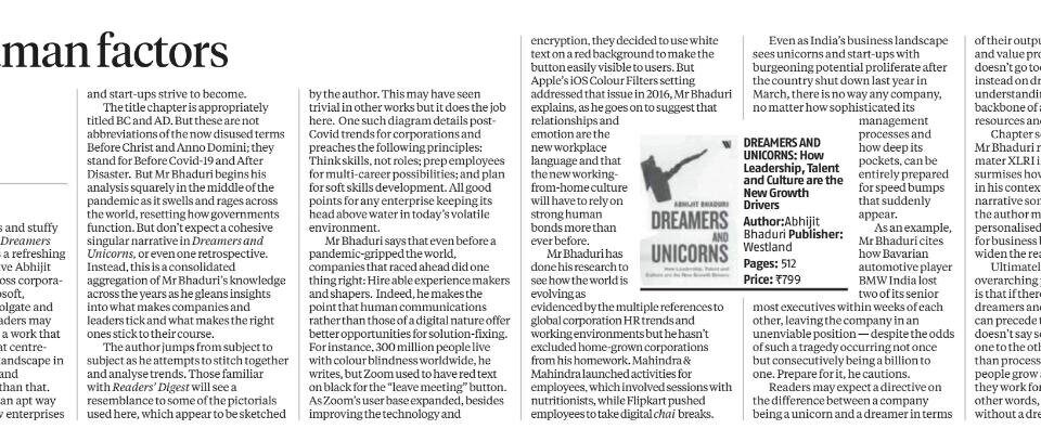 Book review of "Dreamers and Unicorns" explores leadership and talent in the evolving career landscape, authored by former HR executive Abhijit Bhaduri.
