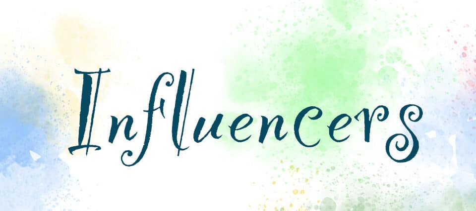 Colorful watercolor design with the word "Influencers," perfect for an author or HR expert discussing leadership, work, and talent in careers.