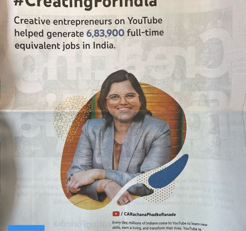 YouTube ad featuring an inspiring leader and author highlights the creation of 683,900 full-time jobs in India, emphasizing talent and career growth.