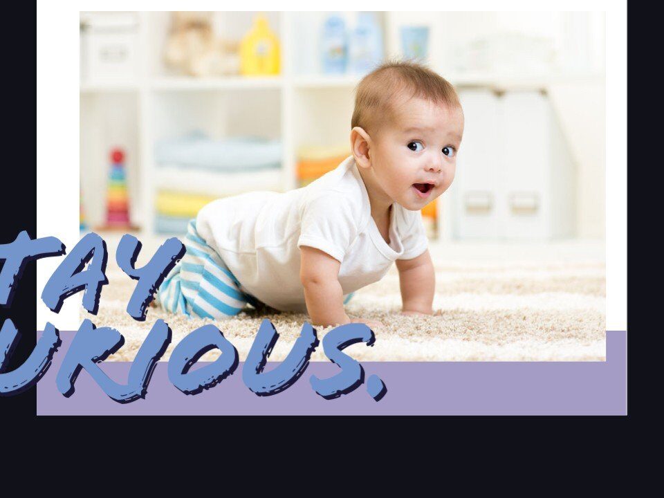 Curious baby crawling on the floor, embodying the spirit of discovery and talent. A reminder to stay curious in work, career, and leadership journeys.