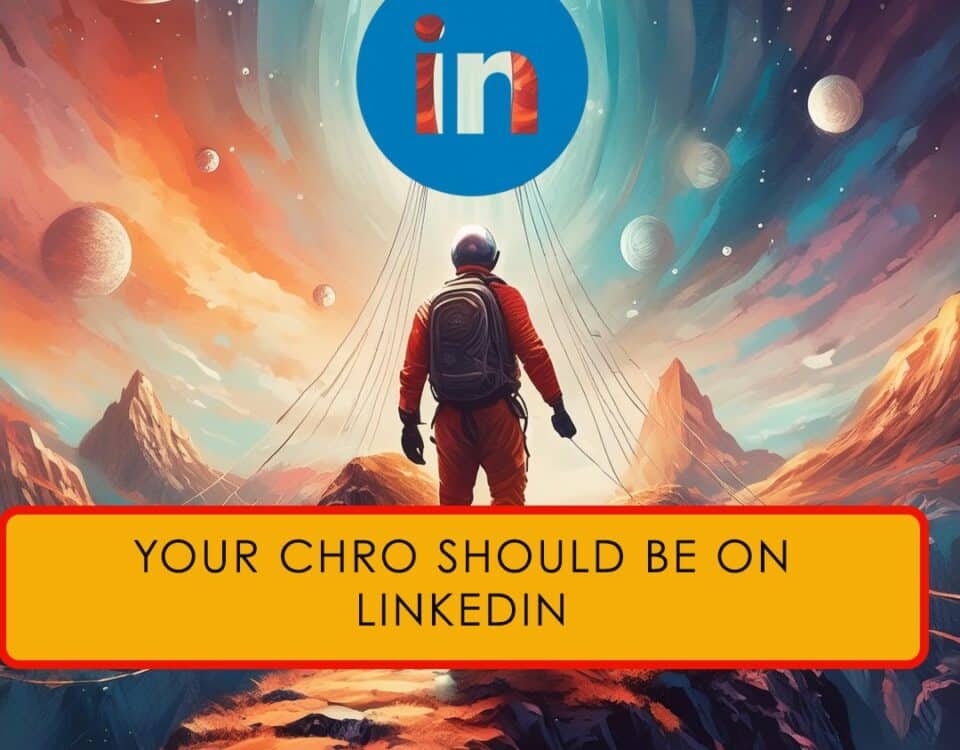 Astronaut gazes at LinkedIn logo in a cosmic landscape, highlighting leadership and talent in career growth. Perfect for HR insights and authorship.