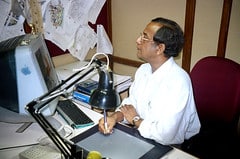 Ajit Ninan working on a cartoon