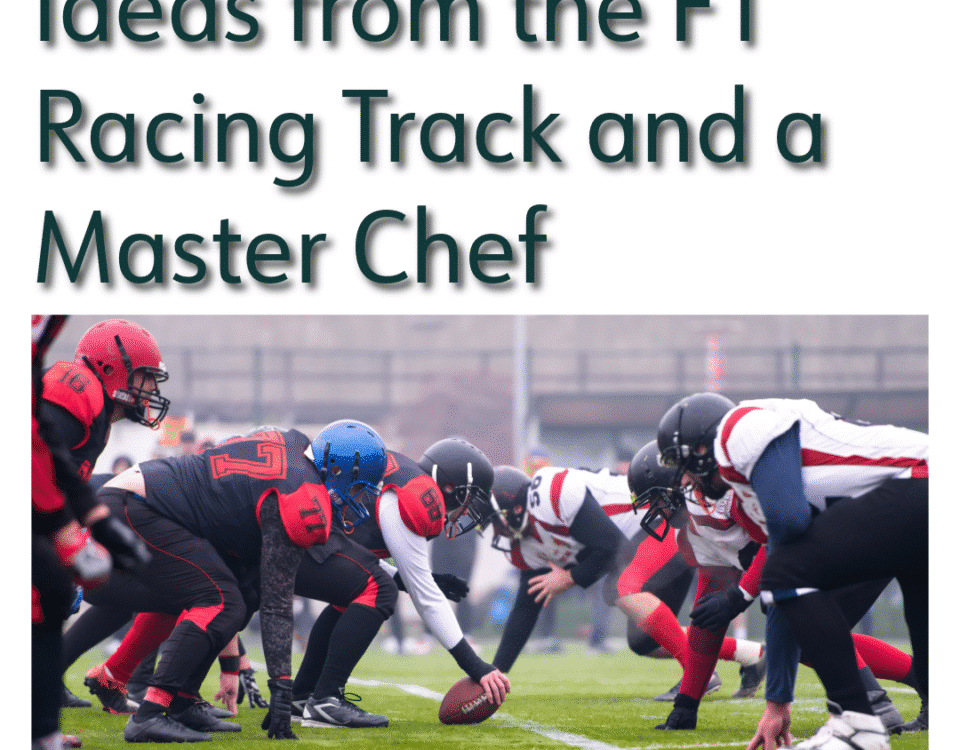 Football players lined up on the field, capturing Silicon Valley's approach to talent spotting from F1 recruiters and master chefs' strategies.