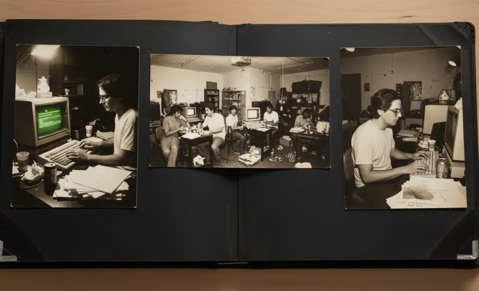 Vintage photos show Sumer Datta's early days in a garage, highlighting his journey from local projects to becoming a global sensation.