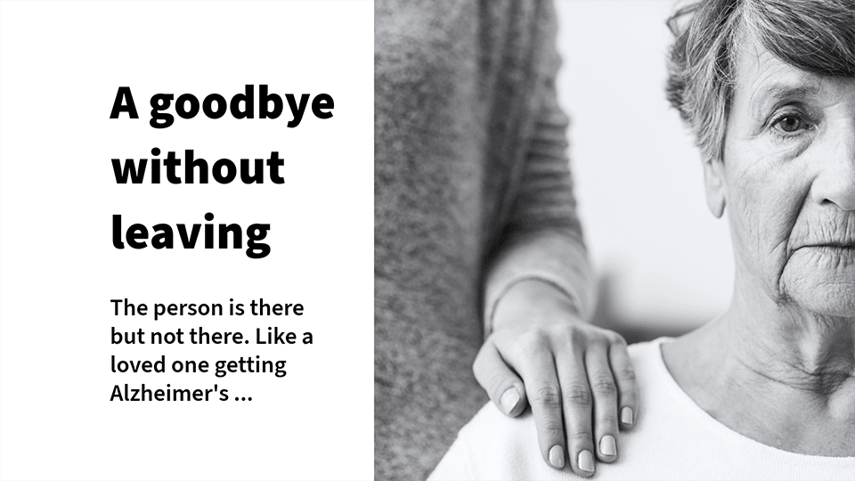 A black and white image showing a hand resting on an elderly woman's shoulder, illustrating Ambiguous Loss: The AI-Era Grief With No Name.