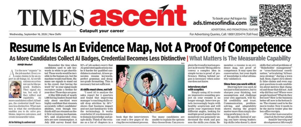A newspaper article discussing the importance of measurable capability over credentials.evidence map, not a proof of competence